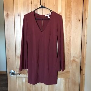 Rust Colored Mini Dress With Bell Sleeves